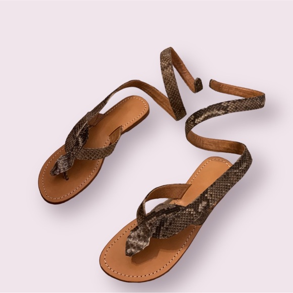 Malaysian Handmade Snakeskin Wrap Sandals - Picture 2 of 2